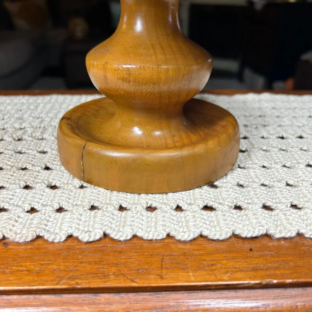 Vintage Handcrafted Wooden Pedestal Bowl Footed Compote Centerpiece Honey Finish